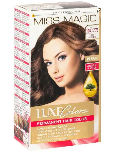 Стойкая краска для волос "Miss Magic" LUXE COLORS 107/7.75- светло- каштановый 