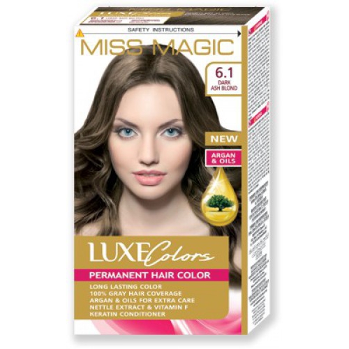 Стойкая краска для волос "Miss Magic" LUXE COLORS 6.1 - темный пепельно-русый 