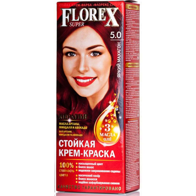 5.0 яркий махагон Стойкая крем-краска для волос Florex Super Кератин