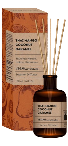 Декоративный ароматизатор THAI MANGO,СOCONUT, СARAMEL, VEGAN.Love.Studio 100 мл. Декоративный ароматизатор THAI MANGO,СOCONUT, СARAMEL, VEGAN.Love.Studio 100 мл.