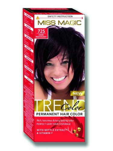 Стойкая краска для волос "Miss Magic" TREND COLORS 725 темный махагон 