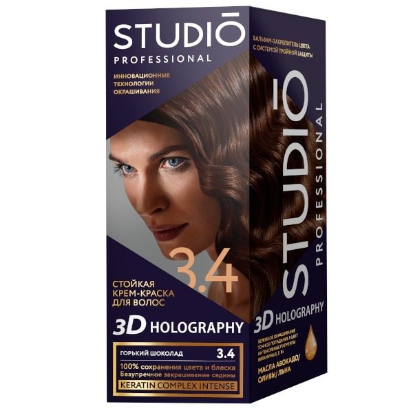 3.4 Горький шоколад крем-краска для волос STUDIO Professional 3D HOLOGRAPHY