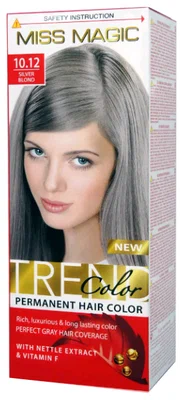 Стойкая краска для волос "Miss Magic" TREND COLORS 10.12 серебряный
