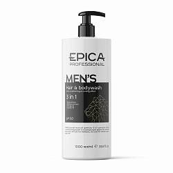 Универсальный мужской шампунь 3 in 1 для волос и тела Men's EPICA Professional, 1000 мл. 