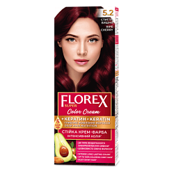5.2 спелая вишня Стойкая крем-краска для волос Florex Super Кератин