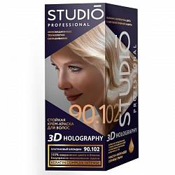 90.102 Платиновый блондин крем-краска для волос STUDIO Professional 3D HOLOGRAPHY