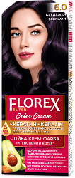 6.0 баклажан Стойкая крем-краска для волос Florex Super Кератин