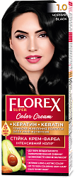 1.0 черный Стойкая крем-краска для волос Florex Super Кератин