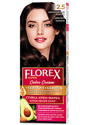 2.5 коричневый мокко Стойкая крем-краска для волос Florex Super Кератин