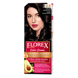 2.6 горький шоколад Стойкая крем-краска для волос Florex Super Кератин