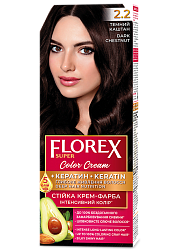 2.2 темный каштан Стойкая крем-краска для волос Florex Super Кератин