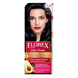 1.6 иссине-черный Стойкая крем-краска для волос Florex Super Кератин