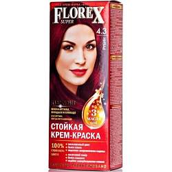 4.3 рубин Стойкая крем-краска для волос Florex Super Кератин