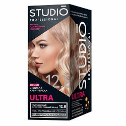 12.8 Ультрасветлый серебристо-розовый блонд Стойкая крем-краска для седых волос STUDIO Professional ULTRA