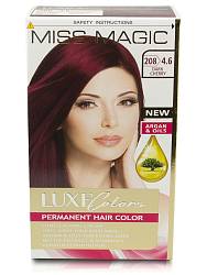 Стойкая краска для волос "Miss Magic" LUXE COLORS 208/4.6- темная вишня 