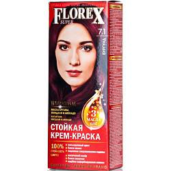 7.1 бургунд Стойкая крем-краска для волос Florex Super Кератин