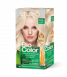10.00 Ультраосветляющий яркий блонд Краска для волос STUDIO Professional BIOcolor (50/50/15)