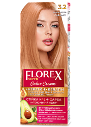3.2 карамель Стойкая крем-краска для волос Florex Super Кератин